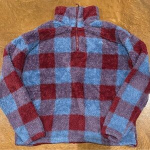 Eddie Bauer Red and Blue Checkered Teddy Jacket